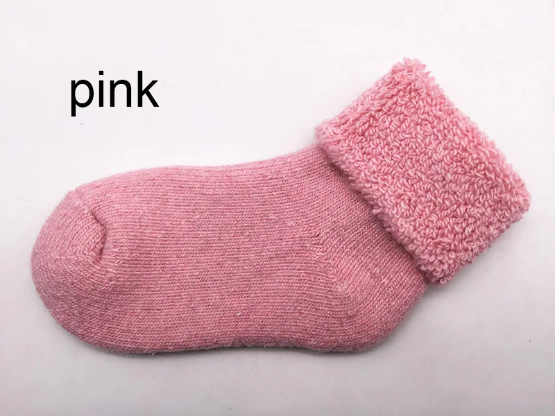 pink Носки для маленьких мальчиков толстые шерстяные детские носки для девочек, зимние мягкие теплые носки-тапочки Детская одежда для девочек WZ05 - Цвет: pink