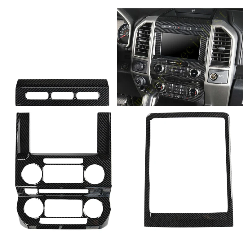 

3Pcs/Set ABS Carbon Fiber Texture Dashboard Center Console GPS Cover Trim fit for Ford F150 F-150 2017 2018 2019 2020 LHD