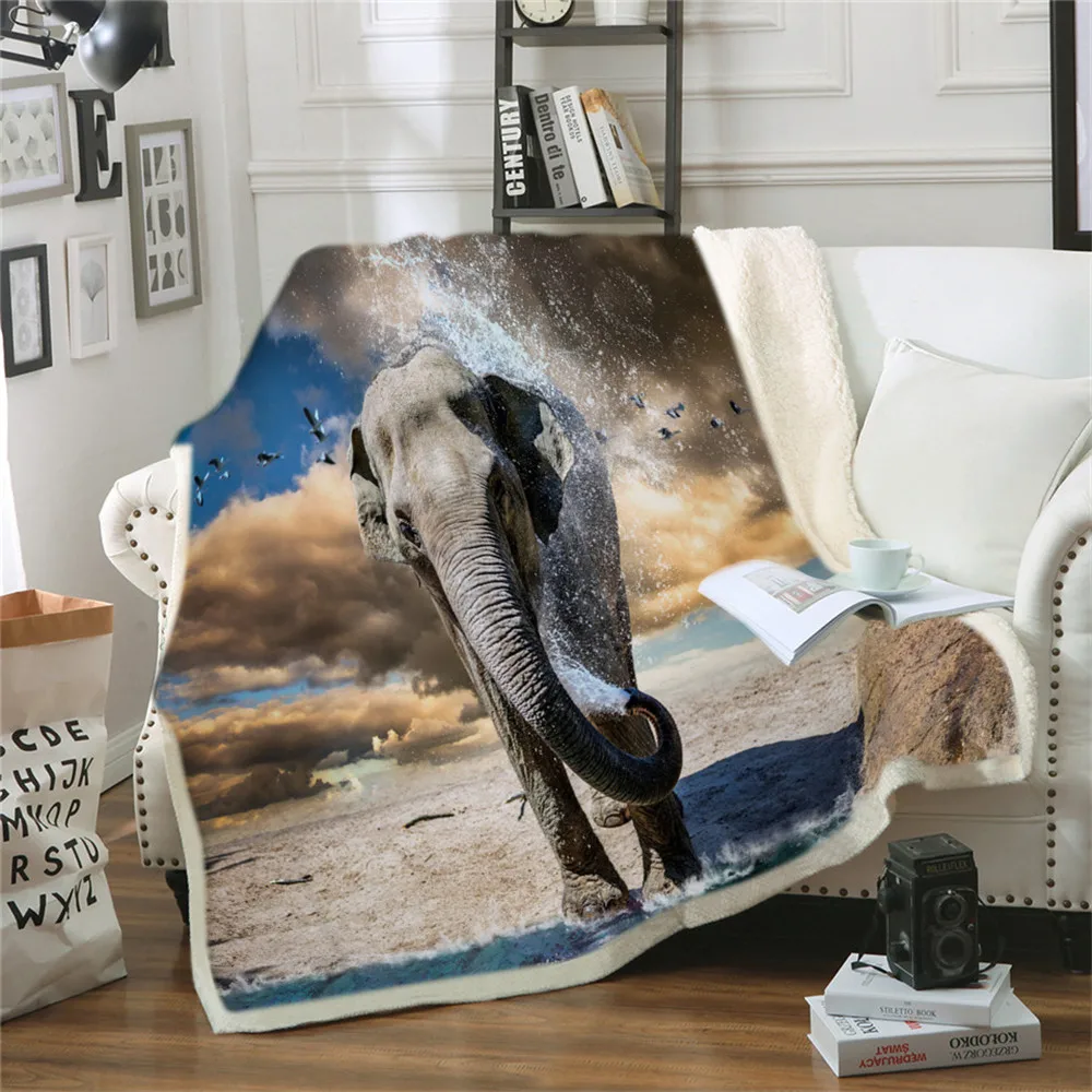 

Floral Blanket Elephant Blankets for Beds Crystal Velvet Front and Fuzzy Sherpa Back Throw Blanket
