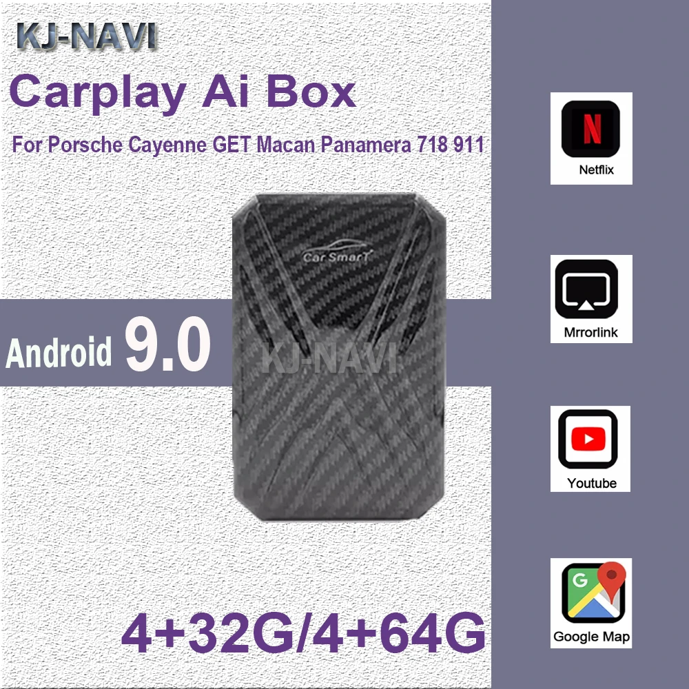 

Carplay Ai Box Android 9 Auto For Porsche Cayenne GET Macan Panamera 718 911 Plug & play Car multimedia Mirror link Box Carplay