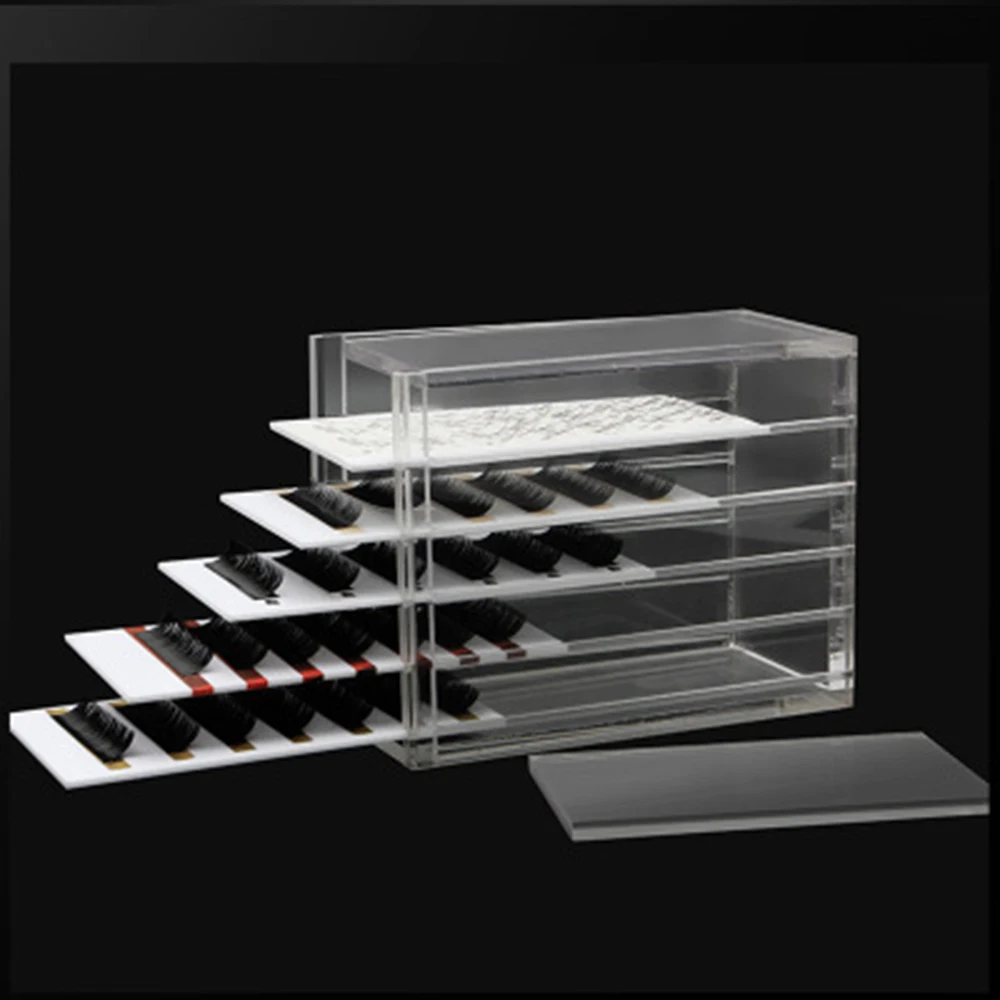 

5 Layers Clear Eyelash Storage Box Makeup False Eyelash Holder Case Lash Display Organizer Grafting Eyelash Extension Tool