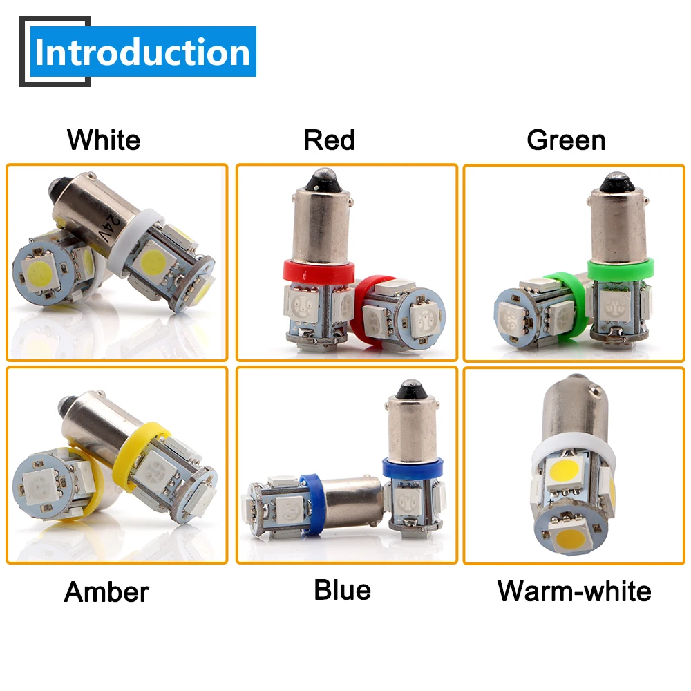 DC 12V 24V 10 шт. BA9S W6W 5050 5 SMD СВЕТОДИОДНЫЙ Клин для лампы светодиодный автомобиль