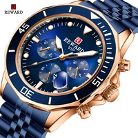 reward watches mens top brand luxury clock casual stainless steel multifunction men watch sport waterproof quartz chronograph