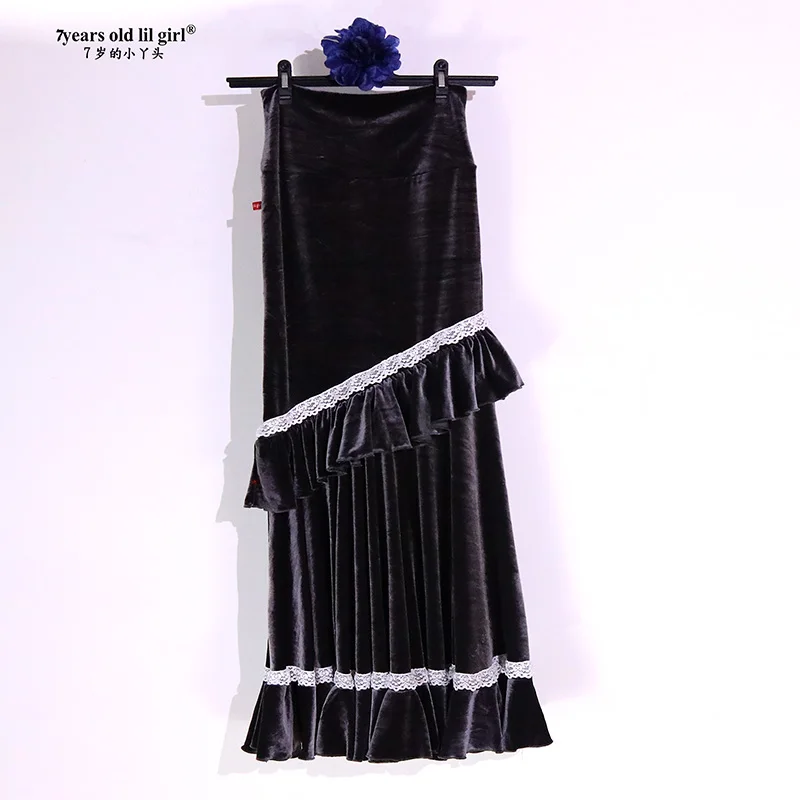 Женское бархатное платье для фламенко испанское девушек танцевальные костюмы