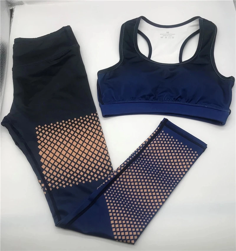 

2021 Ports Bras+Long Pants Yoga Sport Set Two Piece Women Workout Set Women Exercise Sleeveless Clothing For Women