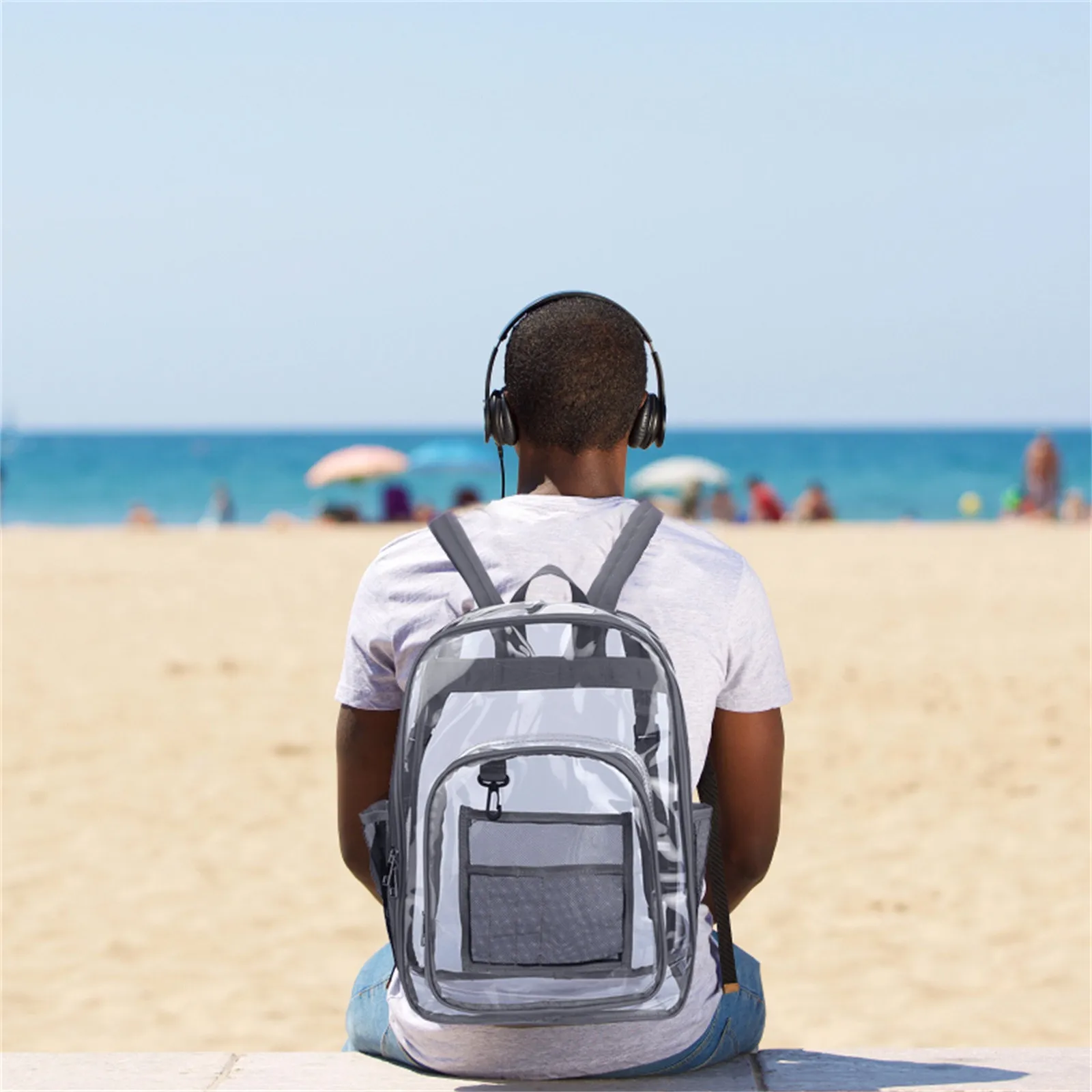 

Heavy Duty Clear Backpack Quality See Through Student Bookbag Durable PVC Travel Transparent Workbag Stadium Security Bag