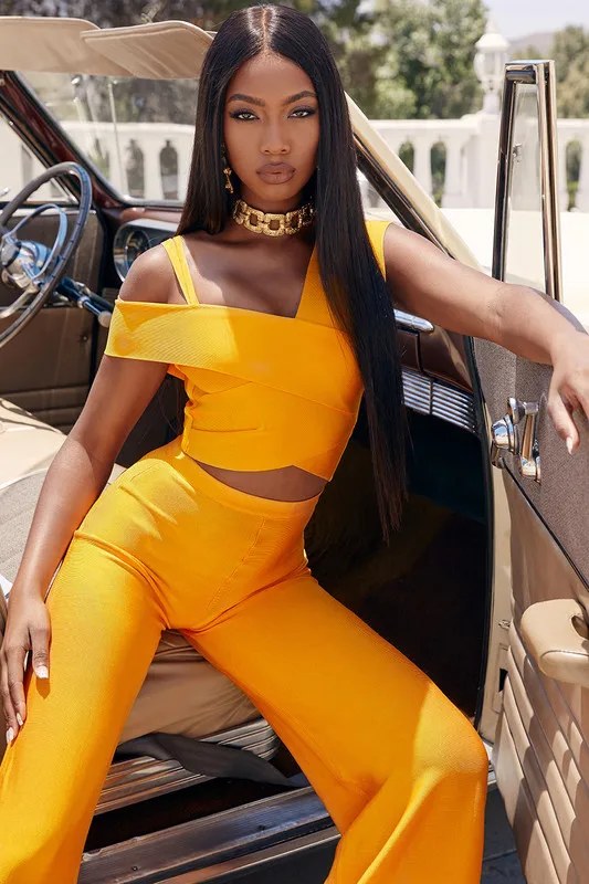 Сексуальные женские комплекты оранжевого цвета с открытыми плечами комплект из 2