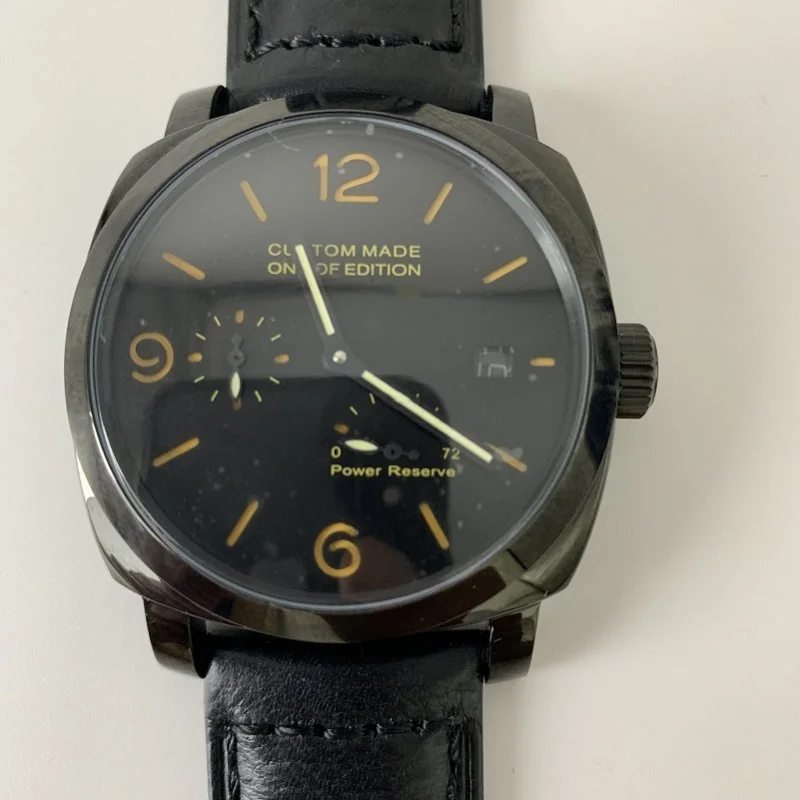 Мужские часы 44 мм ручной обмотки матовый стальной корпус первоклассная воловья