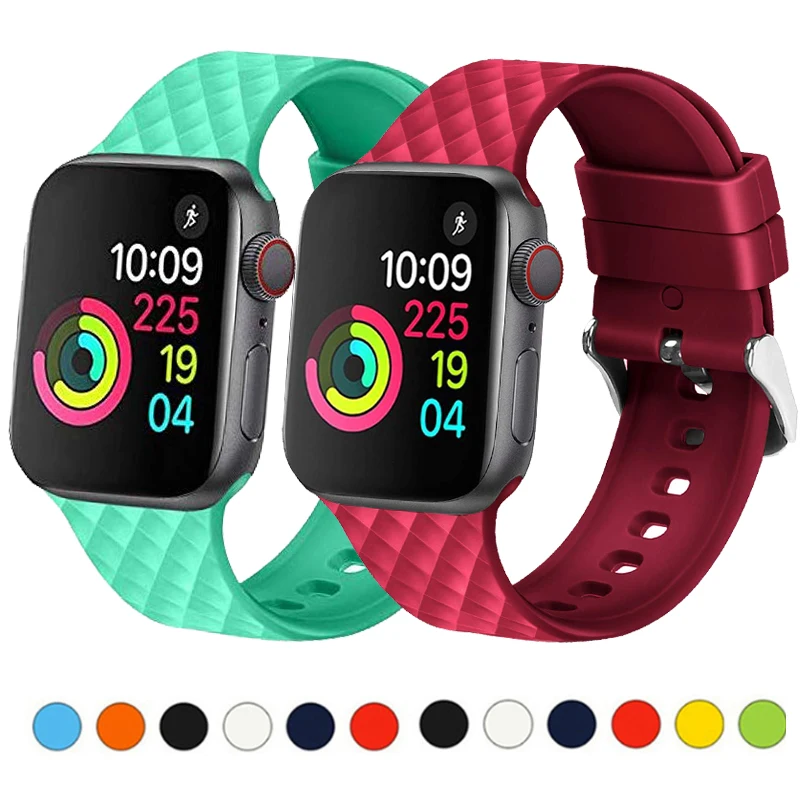 Ремешок для Apple watch band 4 5 44 40 мм спортивный силиконовый ремешок часов iwatch 3 2 1 42 38