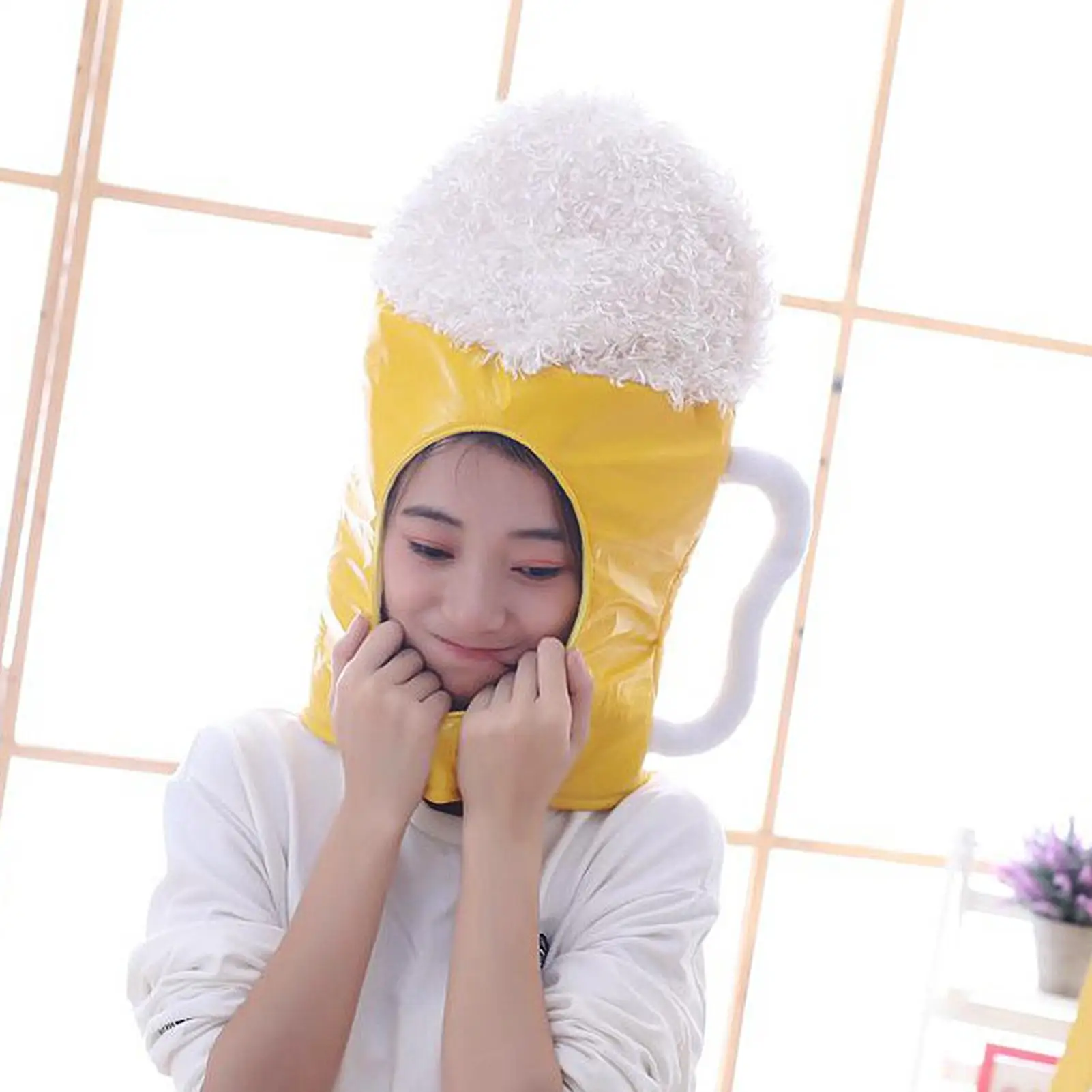 

Cartoon Plush Hat Toy Beer Hood Hat Toy Funny Trick Full Headgear Cap Cosplay Costume Party Photography Performance Props