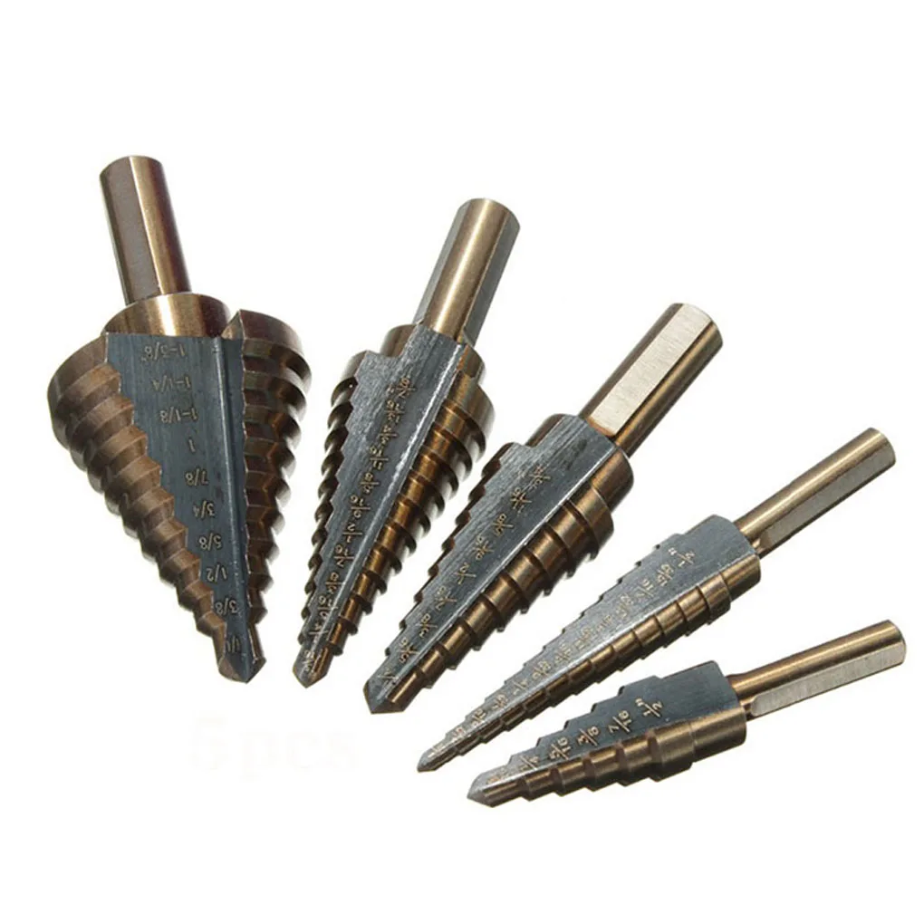 

5pcs Step Drill Bit Multiple Hole Replacement DRILL BIT High-Speed Steel 6-12 Steps HSS Cone Drilling TOOL For Metal Woodworking