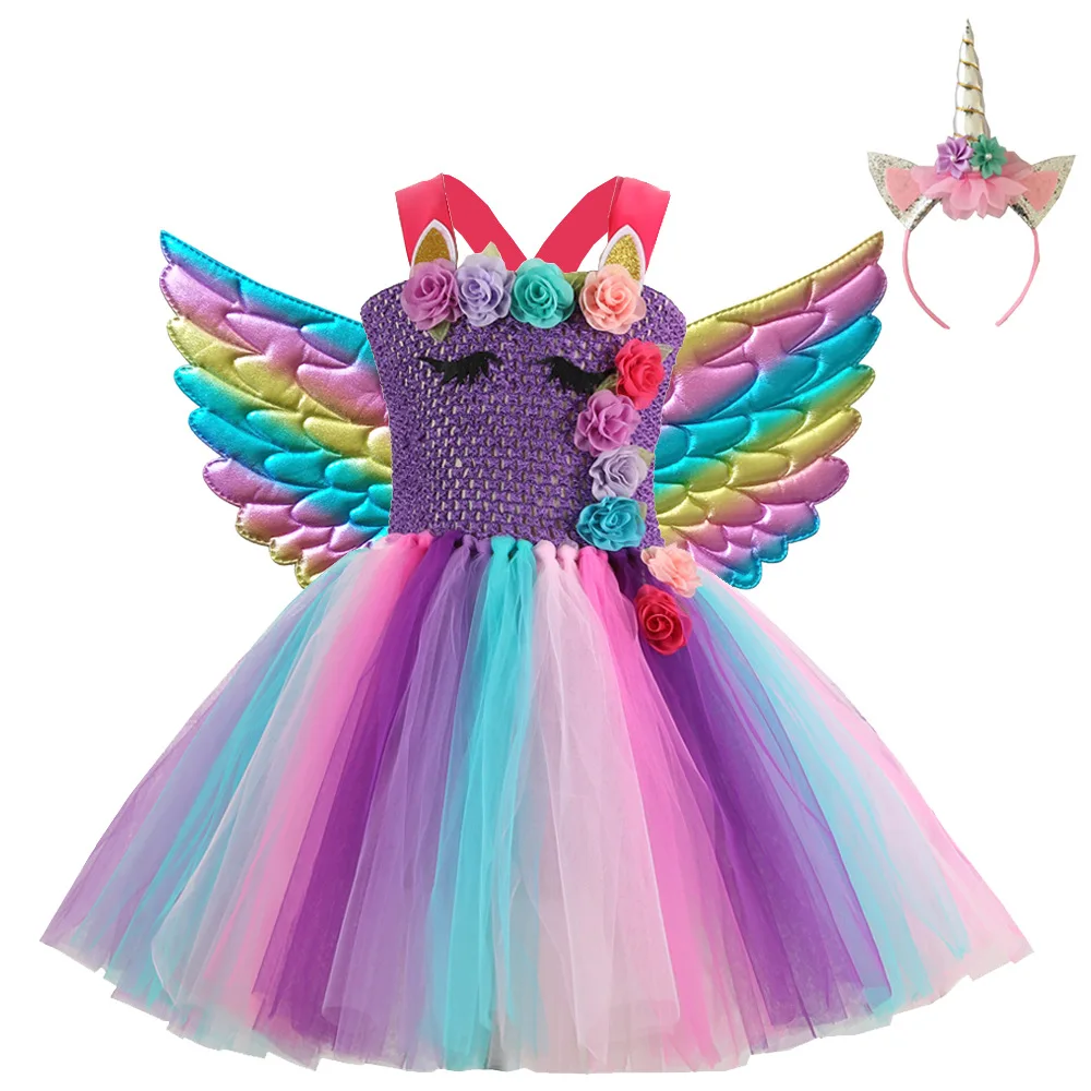 Платье с единорогом для девочек костюм принцессы Пастельными блестками детское