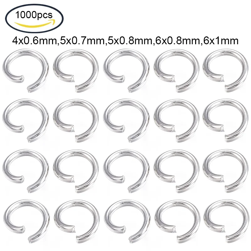 

1000 Pc 304 Stainless Steel Open Jump Rings, Metal Connectors for DIY Craft Jewelry and Keychain, Stainless Steel Color