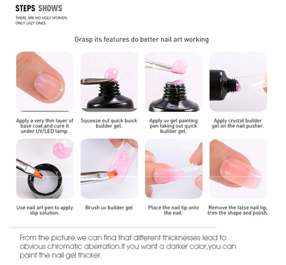 ENASUI Quick Extension Nail Gel Nail Builder Extend Gel Led Lamp 9Pcs/Kit Pink UV LED Gel Poly Polish Building Soak off Gel Kit