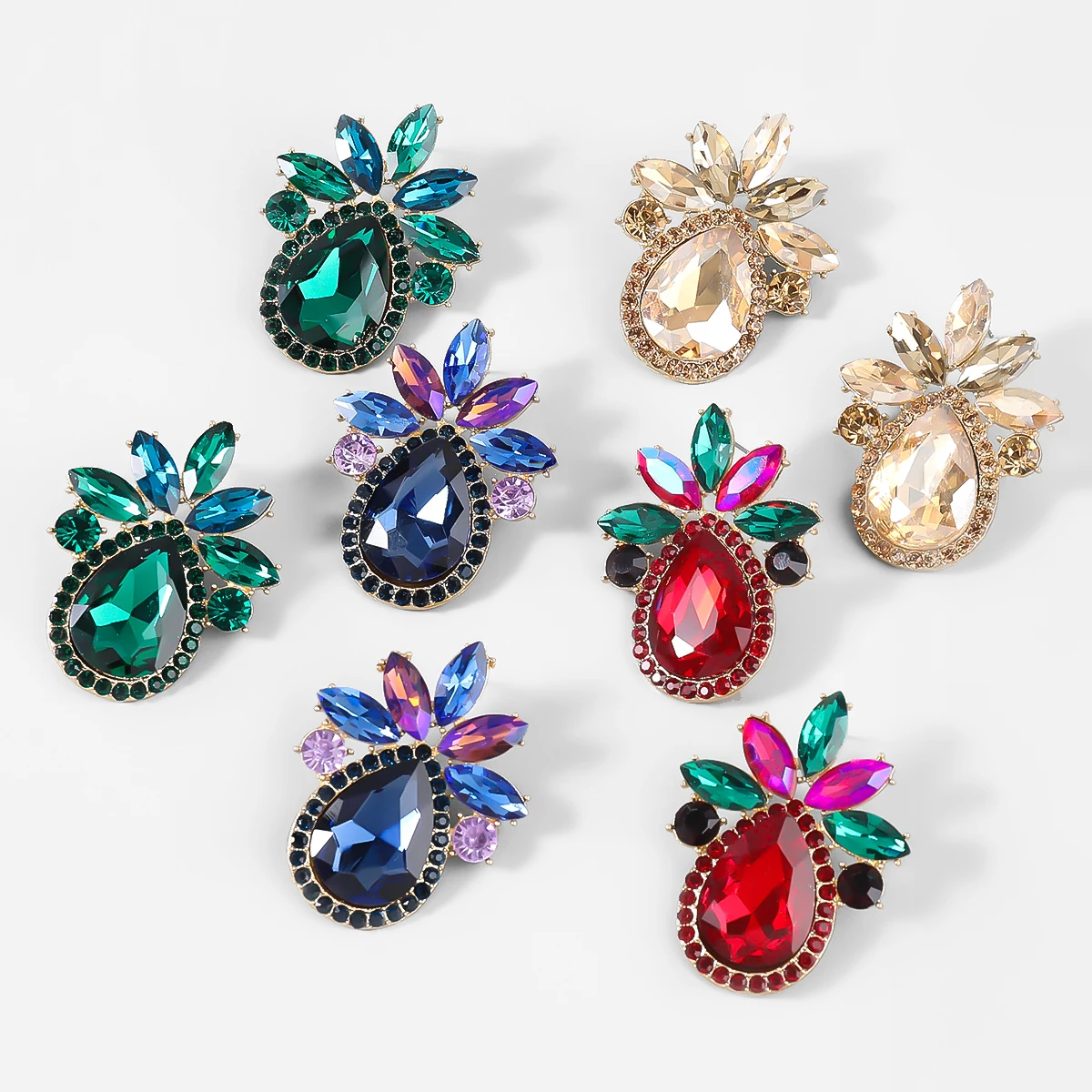 

DOINGPRO New Metal Glass Rhinestone Geometric Earrings Home Party Fashion Dangle Earrings Women's Charm Statement Earrings