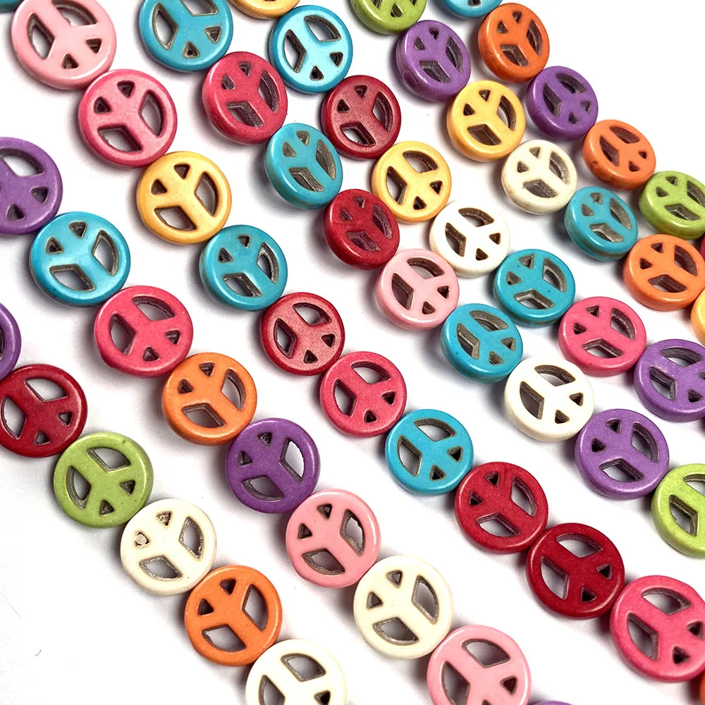 Каменные бусины бирюзовые символы мира свободные Изоляционные Бусины