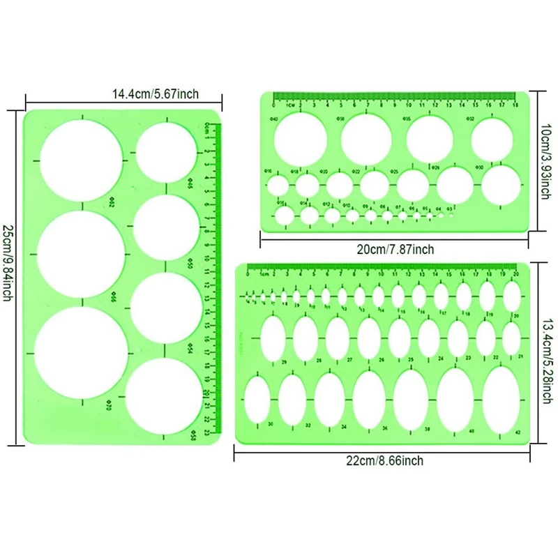 

4 Pack Measuring Template Ruler Geometric Ruler Template for Office and School, Building Formwork,Drawing Templates