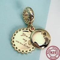 100 925 sterling silver charm simple round gold pendant fit pandora women bracelet necklace diy jewelry