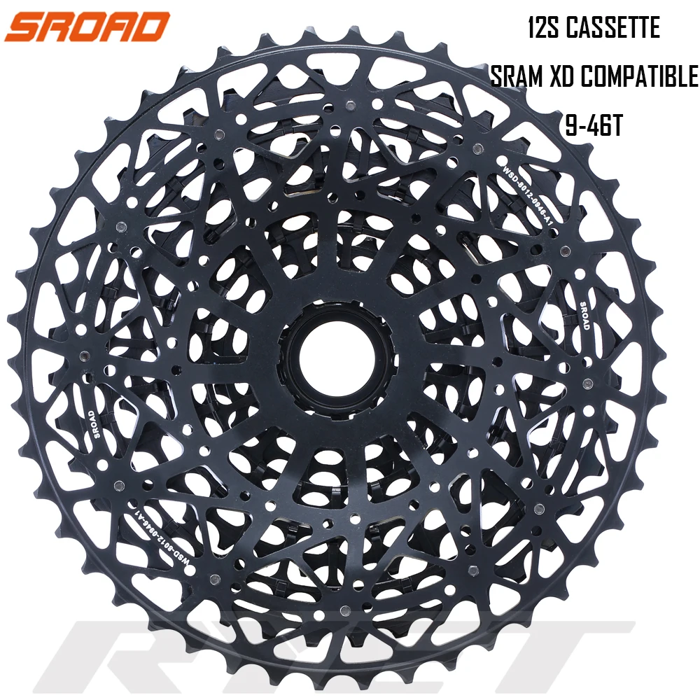 

SROAD 12s Cassette 9-46T 12 speed MTB Bicycle Cassette CNC Bike Freeewheel fits XD Super Light CNC Bicycle Cassette