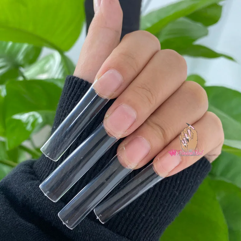 500pcs Flat Square XXL Long Acrylic Nail Tips Flatter Straight Non C Curve Half Cover False Nails Tip Manicure Tool | Красота и