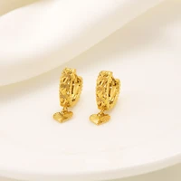small size heart stud earrings women girls kids gold color jewelry birthday party african arab ornaments