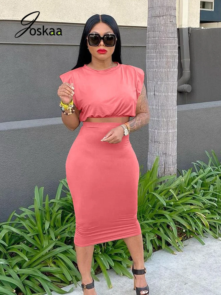 

Joskaa Однотонный женский комплект из 2 предметов, топ на бретелях и Макси-юбка, спортивный костюм, Повседневная Уличная одежда, OL, подходящий к...