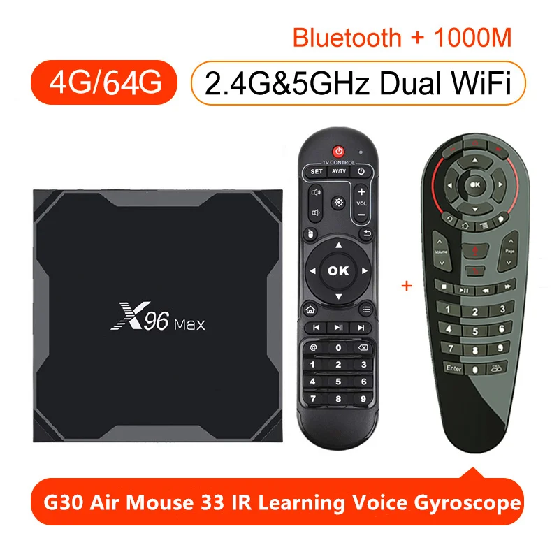 X96 MAX Android 9,0 tv box 4 Гб ram 64 Гб rom потоковый медиаплеер голосовой пульт дистанционного управления S905X2 2,4G 5,8G двойной WiFi 4K tv box - Цвет: 4G64G G30