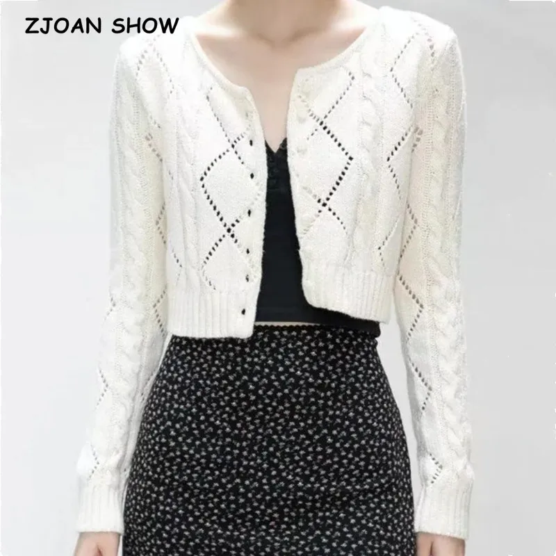 

Женский трикотажный кардиган с вырезами, персиковый облегающий свитер абрикосового цвета на пуговицах с V-образным вырезом и длинным рукав...