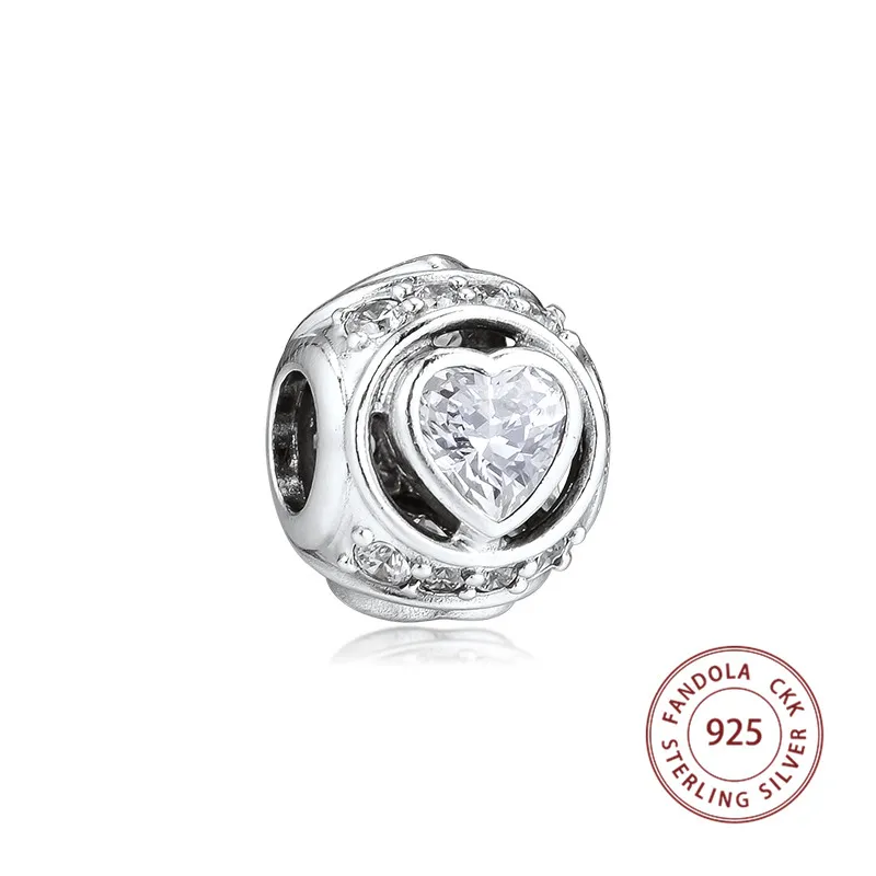 Женский браслет из серебра 925 пробы с подвесками в форме сердца|Бусины| |