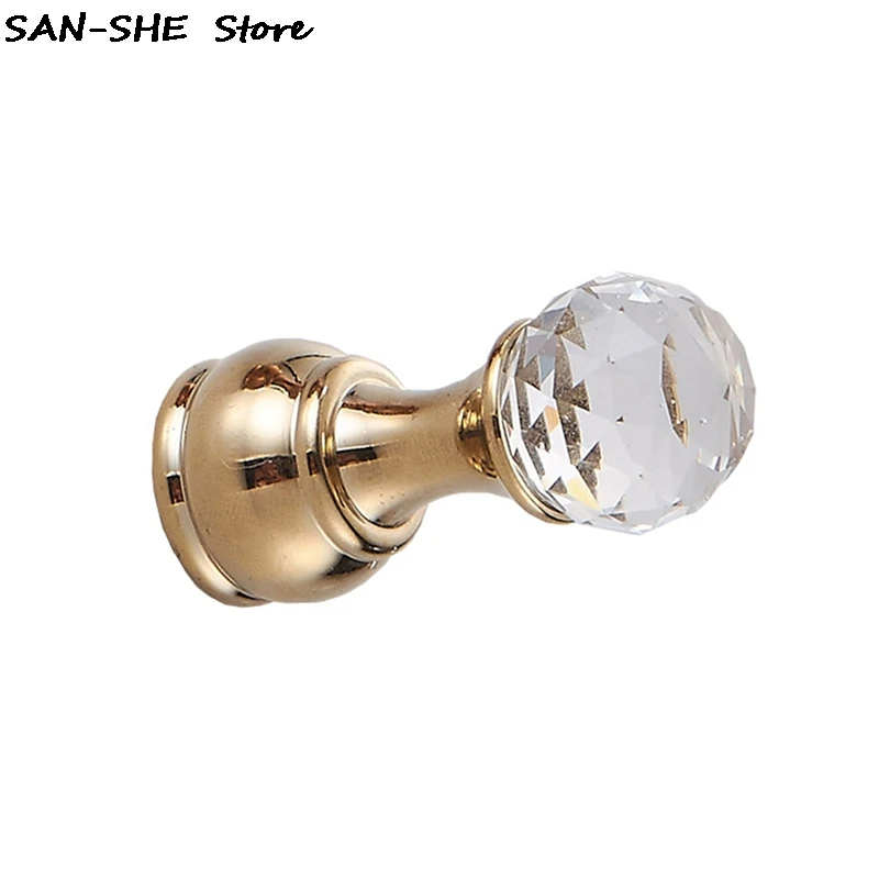 

Crystal Hook Antique Brass Wall Clothes Rack Cloth Hook Wall Hook Robe Hook For Bathroom Accessory Hanger Copper Material
