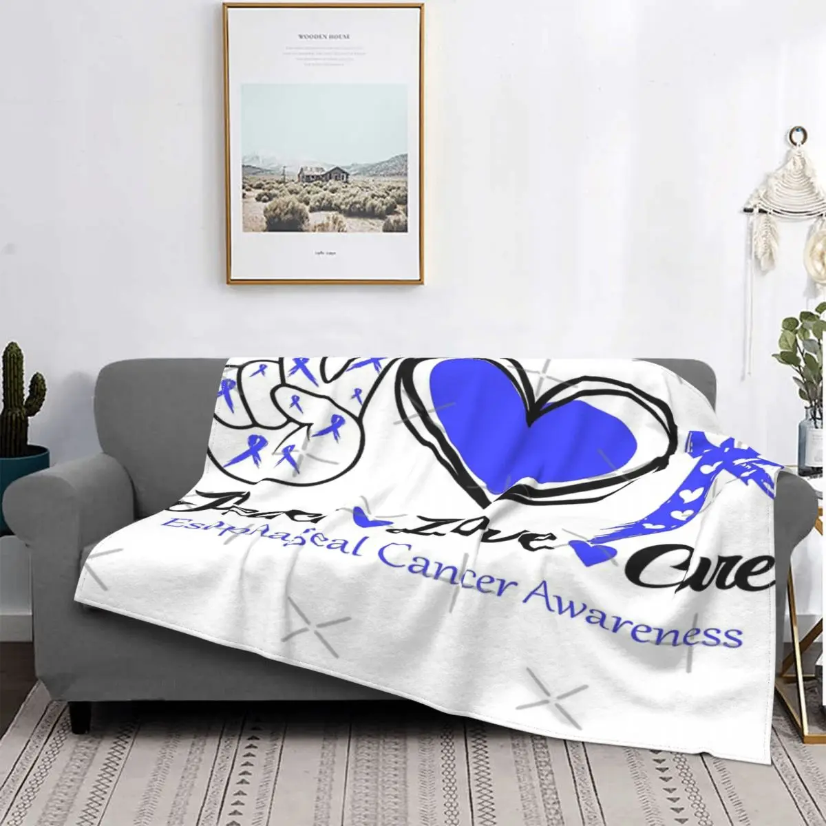 

Manta con capucha para la cama, edredones a cuadros con estampado de La Paz, el amor, la cura, el cáncer de esófago, para la pla