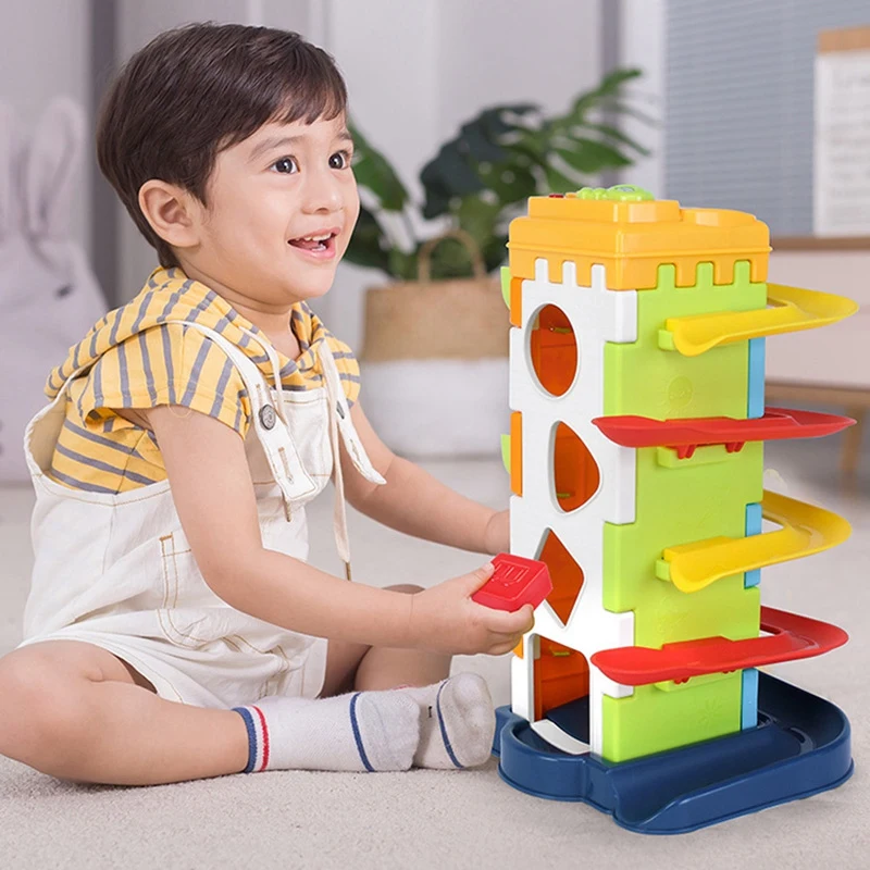 

Piano Track Game House Baby Toys Activity Square Multifunctional Play Center with Ramp Track Musical Educational Toys