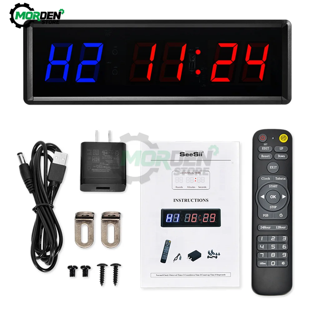 Timer LED Interval Timer Digital Countdown Wall Clock Fitness Timer,1.5Inch Digits Down/Up Clock Gym Stopwatch for Home Use