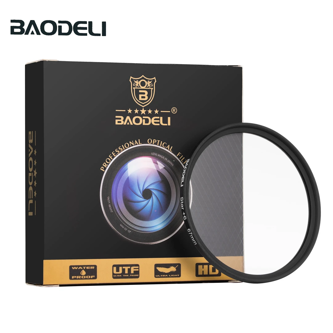 BAODELI Звездный фильтр 49 52 55 58 62 67 72 77 82 мм для Камера объектива однообъективной зеркальной камеры Canon Eos M50 T5 T6 77 2000 D Nikon 3500 7500 sony аксессуары - Цвет: STAR 6 FILTER