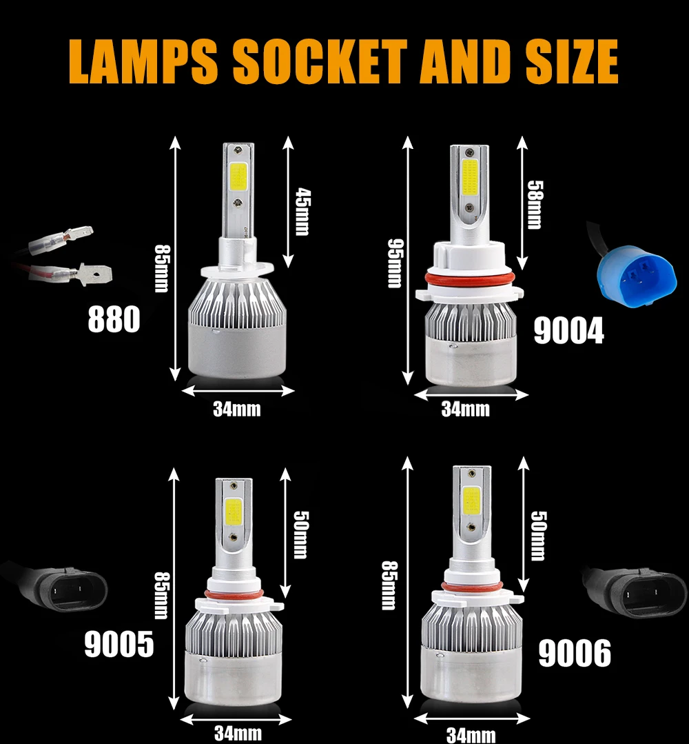 

C6 Super Bright 8000 Lumen 60w Auto H7 H4 C6 Led Fan Auto 9005 9006 H11 H7 H4 Car h4 C6 LED Headlights