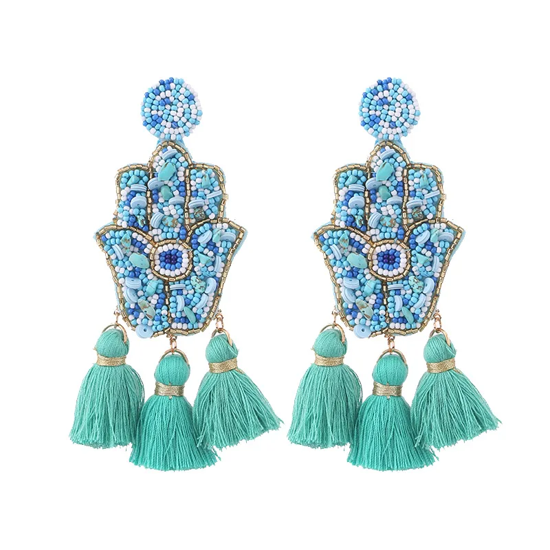 E1265 Blue Sehuoran богемная Кисточка Серьги палец Pendientes Oorbellen Кристалл Длинные висячие Висячие серьги для женщин эффектные ювелирные изделия - Окраска металла: E1265 Blue