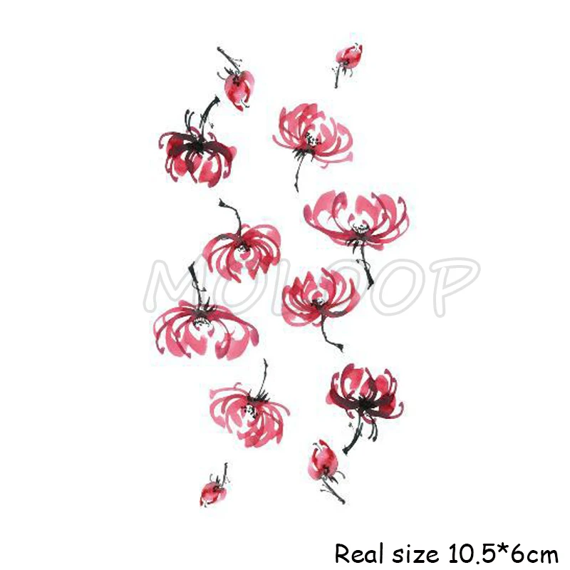 Временные татуировки наклейки бабочки красные паук змея цветок лилии маленькие