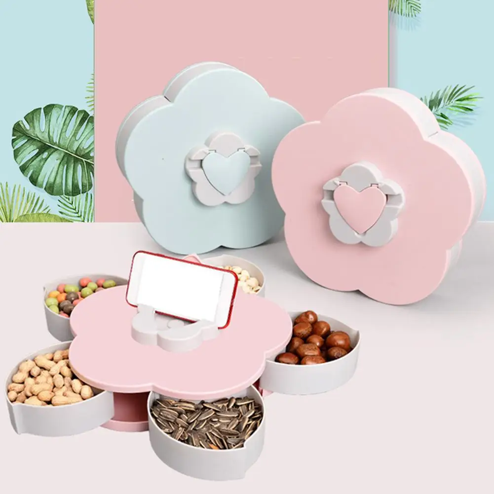 1/2 слойная пластиковая коробка для конфет в форме цветка вращающаяся хранения