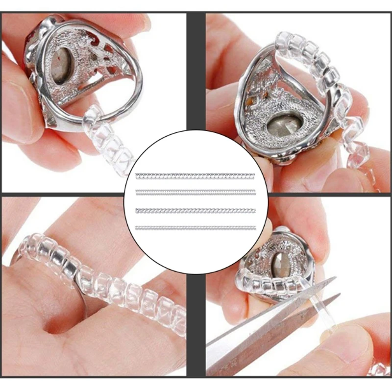 

34 Pcs/Set Silicone Invisible Clear Ring Size Adjuster Resizer Loose Rings Reducer Ring Sizer Guard Tightener Resizing