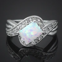wholesale retail four claw inlay princess white fire opal aaa cz rings 78w