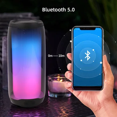 

New wireless bluetooth speaker full screen colorful light portable subwoofer waterproof and drop resistant support TF TWS U disk