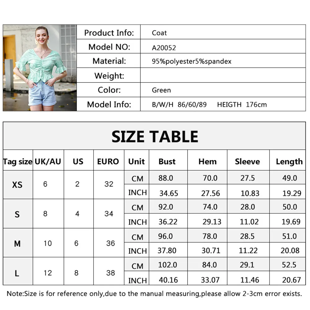 

New V-neck Pleated Tie-dye Crop Top Ladies Shirts for Women 2021 Middle Sleeve Blouse Sweet Clothing Summer Beach Outfit