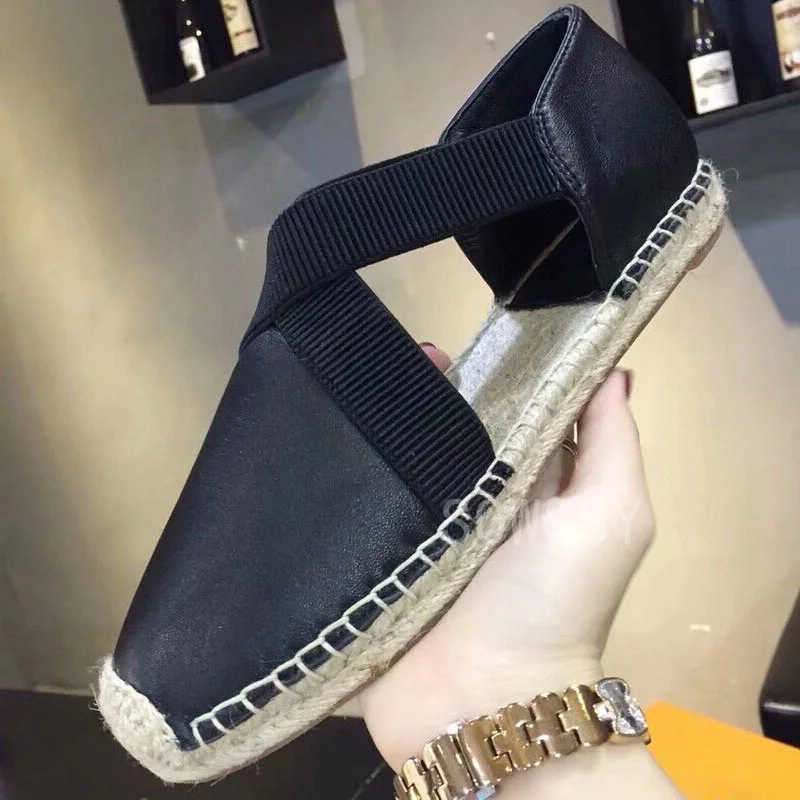 

2021 Spring Summer New Genuine Leather Women's Fisherman Shoes Fashion Grass Strap Weave Casual Shoes Female Single Shoes