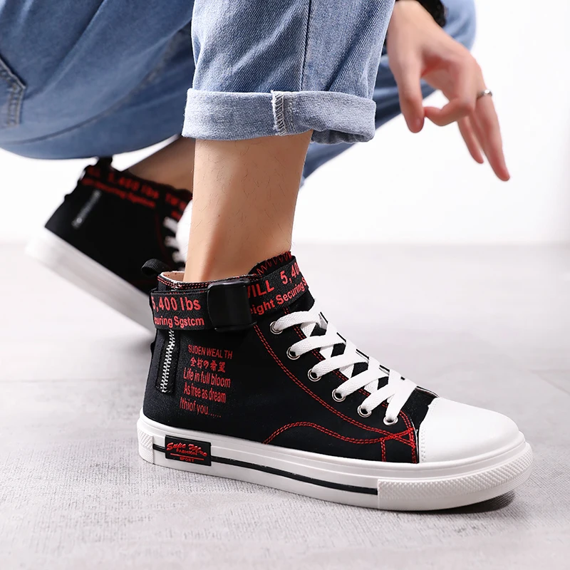 Классическая модная женская обувь; высокая обувь; несколько цветов; Новинка года; низкая Вулканизированная обувь; повседневная обувь для студентов; Размеры 35-44 - Цвет: 1201Black red