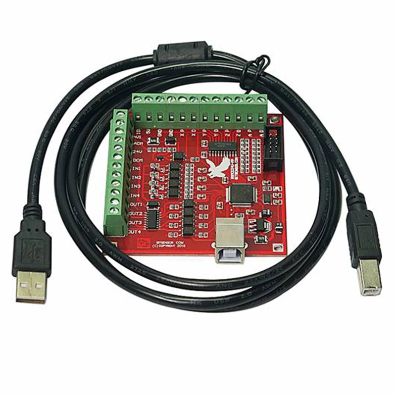 Топ-Cnc Usb 4 Axis Mach3 100 Khz карта управления движением Breakout Board 12-24V с Jog обработчиком для