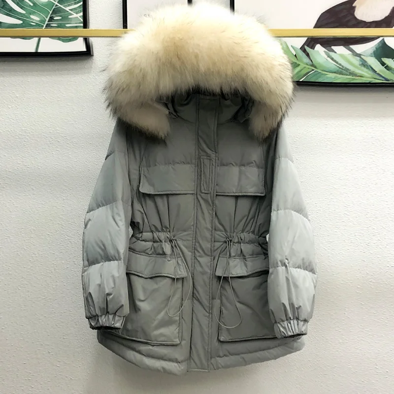 Куртка Janveny женская зимняя парка с 90% белым утиным пухом приталенный пуховик