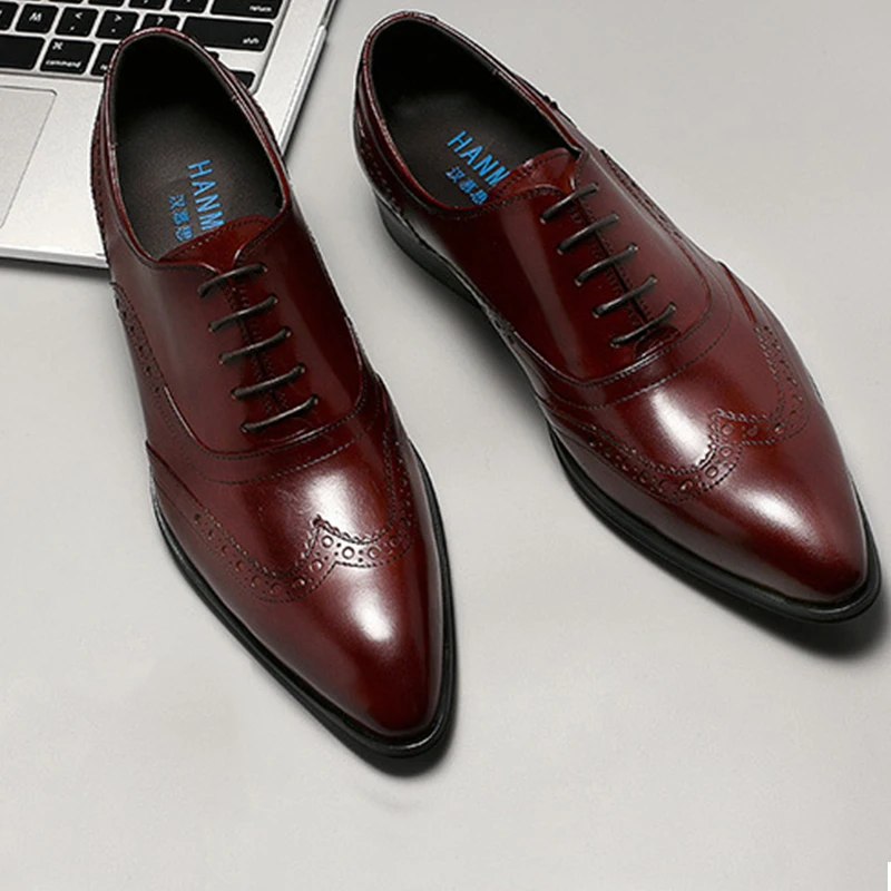 

Мужские деловые туфли, Мужская Роскошная качественная деловая обувь из натуральной кожи, трендовые дизайнерские бордовые мужские туфли