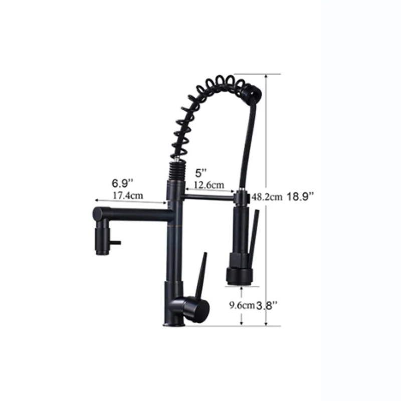 Современный черный пружинный смеситель для кухонной раковины 360 градусов