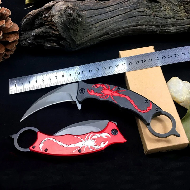

Outdoor Karambit knife Hunting Knives Camping Tool Survival Tactical Knife Stainless steel scorpion claw knife Scorpion pattern