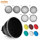 18 см Стандартный Отражатель Диффузор с сеткой в форме сот + 6 Цвет фильтры для Универсальный кронштейн студия Flash K-150A K-180A E250 E300